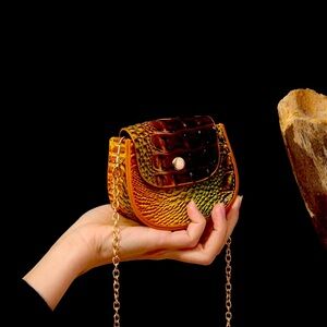 Crocodile Mini Crossbody Bag with Chain Shoulder Strap